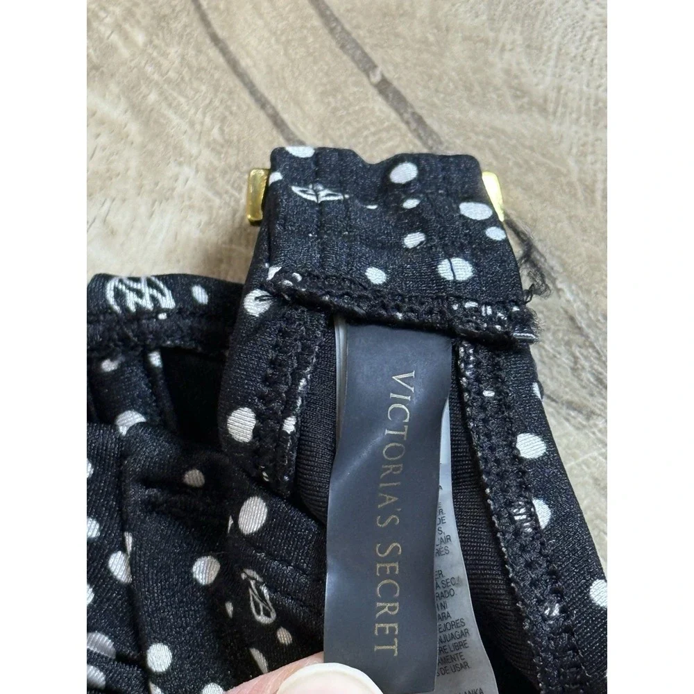 EUC Y2K Victorias Secret‎ Twist Knockout Bikini Top Black White Polkadot SZ 34DD